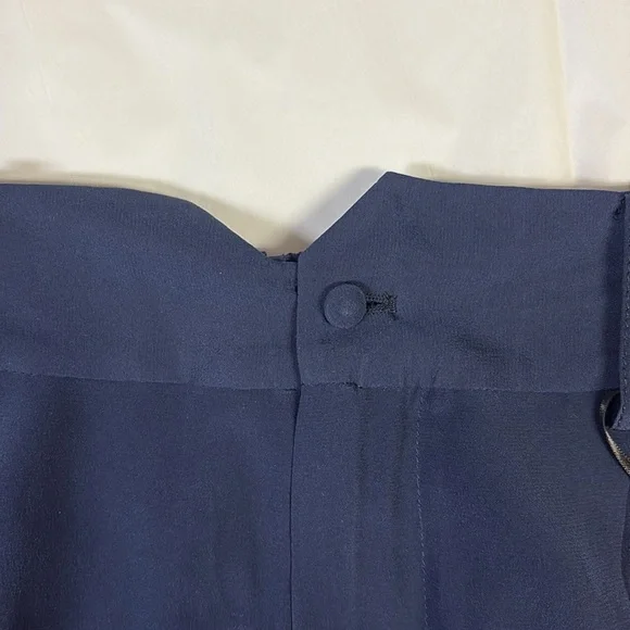 LilySilk Timeless Pleated 100% Silk Wide Leg Trousers Navy Blue Size 12 NWT!
